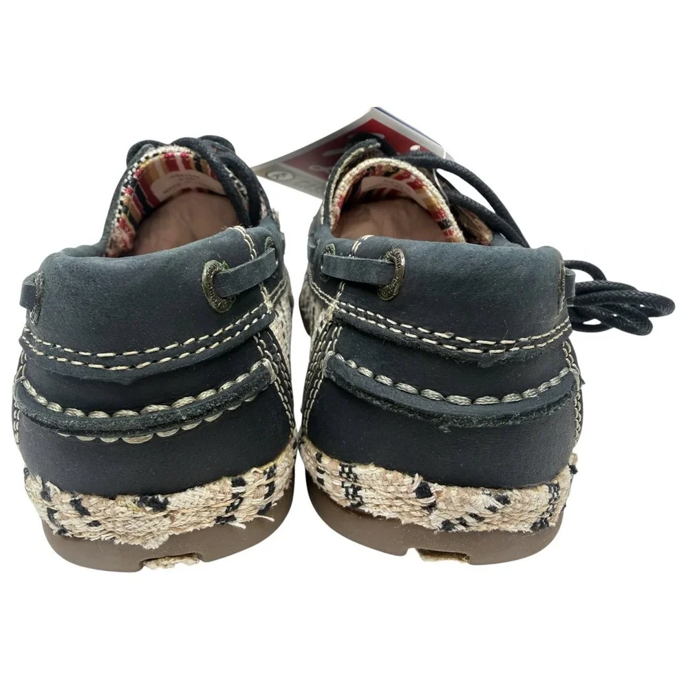 Tony Lama RR3034L Womens 6.5B Boat Shoes Casual Canvas Leather New Box